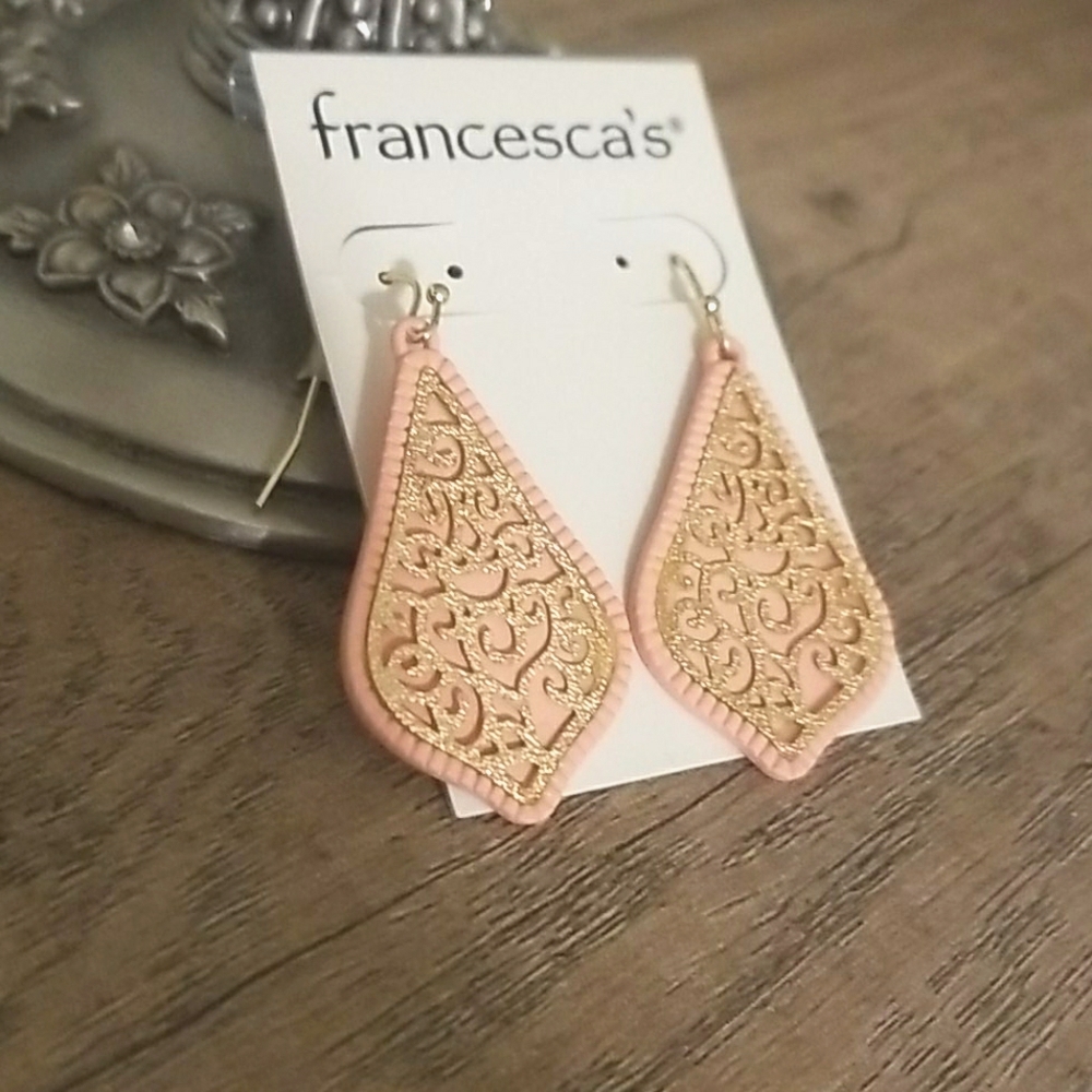 Francesca's gold embroided earrings